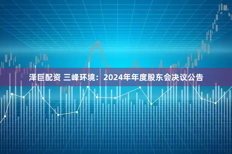 泽巨配资 三峰环境：2024年年度股东会决议公告