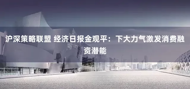 沪深策略联盟 经济日报金观平：下大力气激发消费融资潜能